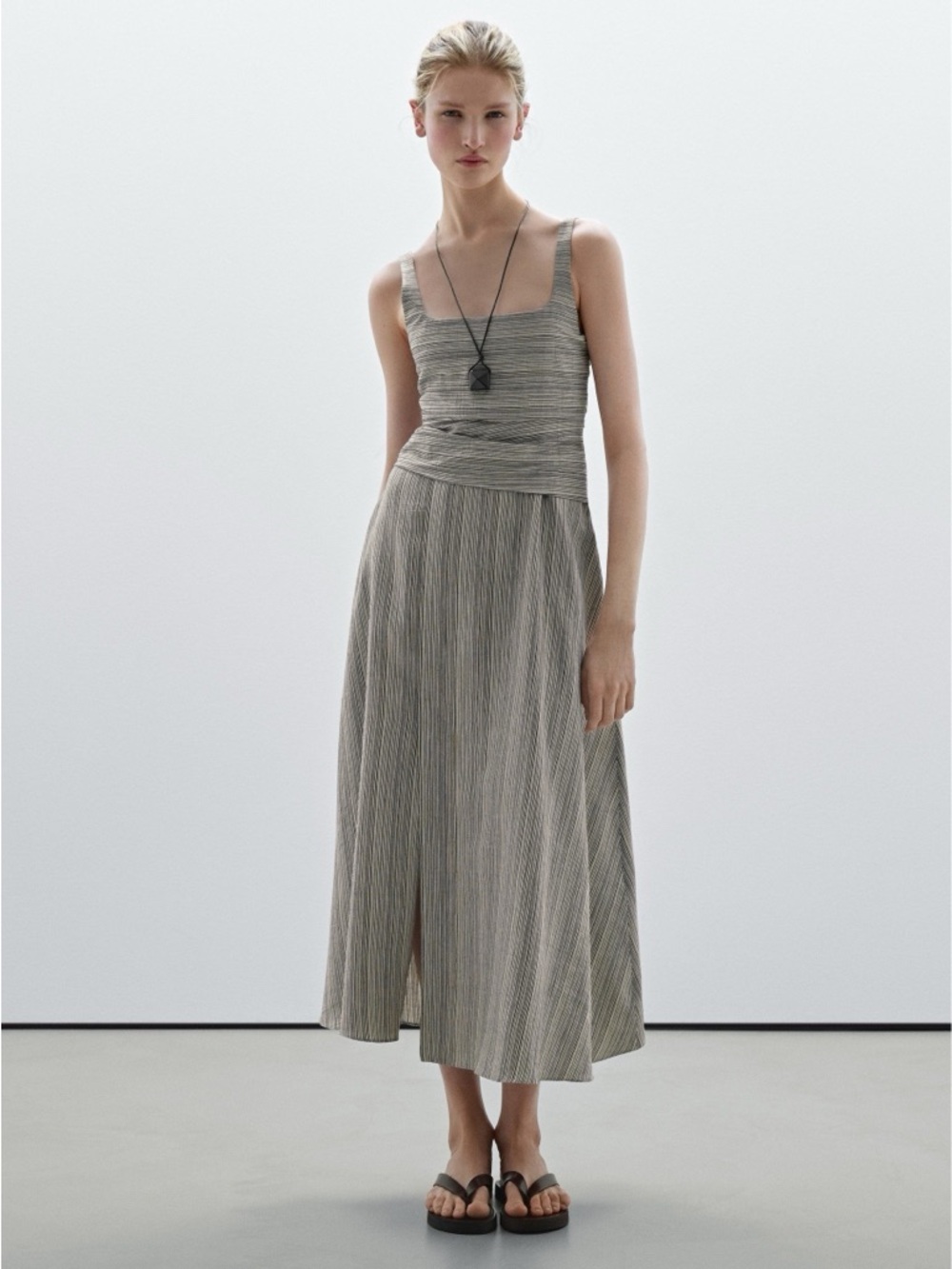 Massimo Dutti ~ STRIPED FLOUNCE MIDI - Day dress - Picture 4 of 13